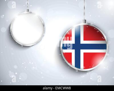 Buon Natale a sfera in argento con bandiera della Norvegia Illustrazione Vettoriale