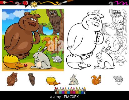 Gli animali selvatici la colorazione imposta pagina Illustrazione Vettoriale