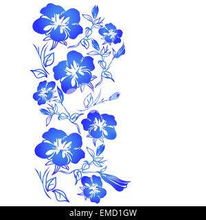 Blue ramoscello fiori floreali. Abstract illustrazione vettoriale Foto Stock