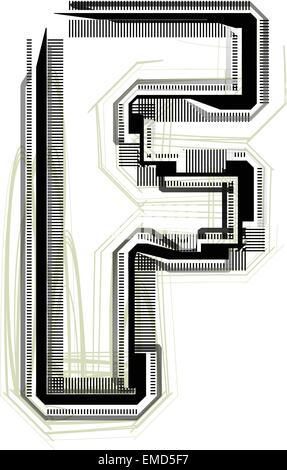 Font tecnologico. La lettera F Illustrazione Vettoriale