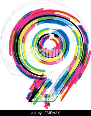 Illustrazione dei font. Numero 9. Illustrazione Vettoriale Illustrazione Vettoriale