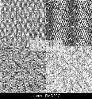 Quattro vettori a base di erbe senza giunture modelli su strati separati Illustrazione Vettoriale