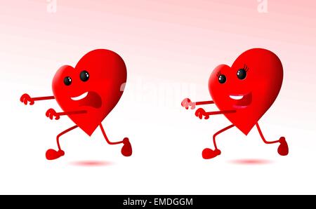 Cartoon carino cuori Illustrazione Vettoriale