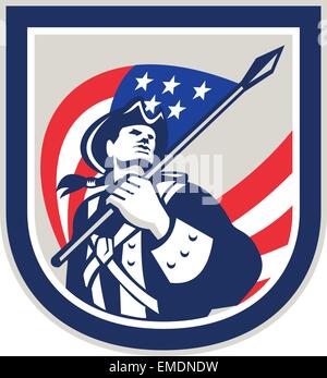 American Patriot Azienda bandiera degli Stati Uniti Look Up Crest Illustrazione Vettoriale
