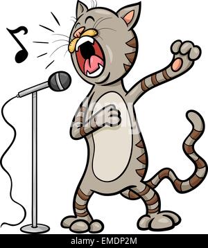 Cantando cat cartoon illustrazione Illustrazione Vettoriale