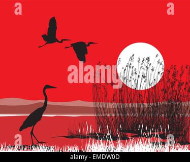 Aironi sul puntello Illustrazione Vettoriale