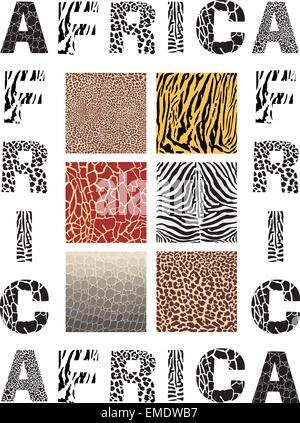 Africa - lo sfondo con il testo e texture di animali selvatici Illustrazione Vettoriale