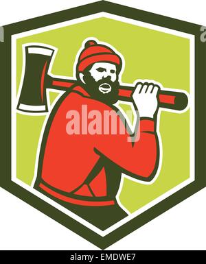 Paul Bunyan LumberJack portando Ax Illustrazione Vettoriale