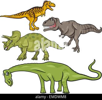 Dinosauri preistorici cartoon impostato Illustrazione Vettoriale
