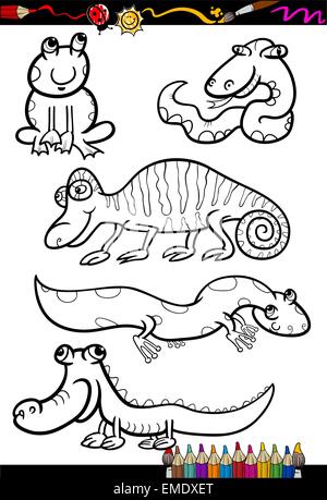 Cartoon capi fissato per il libro da colorare Illustrazione Vettoriale