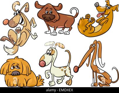 Simpatici cani serie cartoon illustrazione Illustrazione Vettoriale