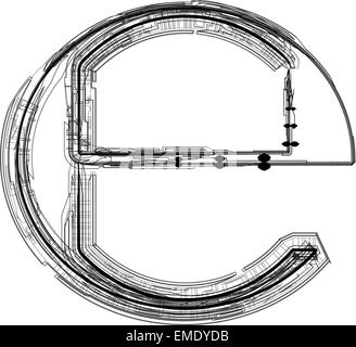 Tecnologico simbolo font Illustrazione Vettoriale