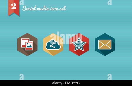 Social media piatta set di icone di raccolta Illustrazione Vettoriale