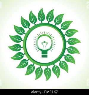 Lampadina eco all'interno del fondo in foglia vettore di stock Illustrazione Vettoriale