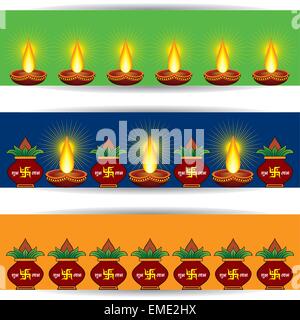 Illustrazione del Diwali saluto banner per il sito web Illustrazione Vettoriale