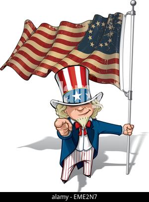 Lo zio Sam ti voglio - Betsy Ross Bandiera Illustrazione Vettoriale