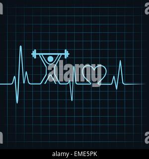 Fare heartbeat di sollevare l'uomo e il simbolo del cuore di vettore di stock Illustrazione Vettoriale