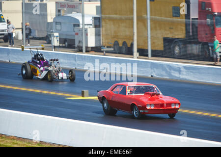 Drag racing a Santa Pod Raceway Foto Stock