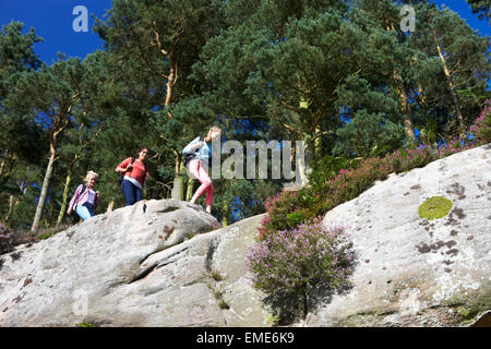 Un gruppo di ragazze adolescenti escursioni in campagna Foto Stock