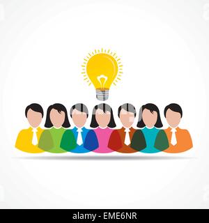 Il team di persone con lampadina idea Illustrazione Vettoriale