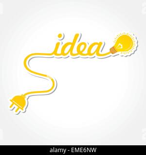 Idea parola con luce-lampadina e connettore elettrico Illustrazione Vettoriale