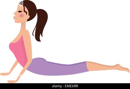 Ragazza giovane facendo esercizi yoga isolato su bianco Illustrazione Vettoriale