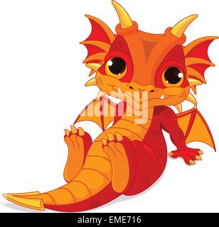 Carino baby dragon Illustrazione Vettoriale