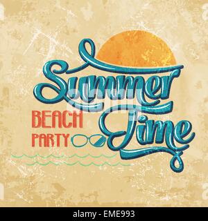 Scrittura calligrafico "SUMMER TIME - beach party" Illustrazione Vettoriale