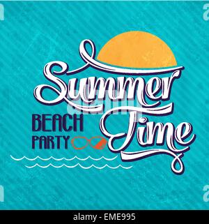 Scrittura calligrafico "SUMMER TIME - beach party" Illustrazione Vettoriale