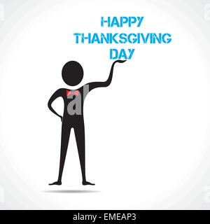 Uomo con felice giorno del ringraziamento vettore di testo Illustrazione Vettoriale
