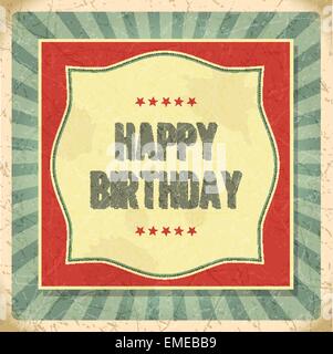 Vintage retrò happy birthday card Illustrazione Vettoriale