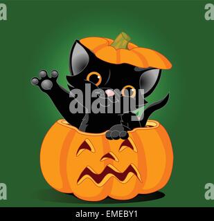 Gatto nella zucca Illustrazione Vettoriale