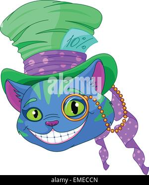 Cheshire cat in Top Hat Illustrazione Vettoriale