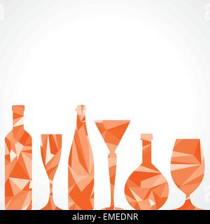 Triangolo astratto le bottiglie di vino e vetro,illustrazione vettoriale Illustrazione Vettoriale
