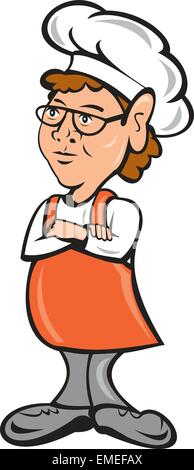 Chef di cucina bracci femmina piegato Cartoon Illustrazione Vettoriale