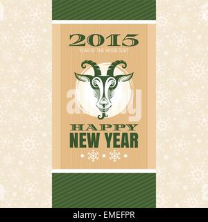 Anno nuovo biglietto di auguri con capra Illustrazione Vettoriale