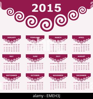 Il calendario del 2015 con design a spirale - illustrazione vettoriale Illustrazione Vettoriale