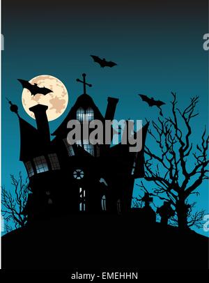 Spooky Haunted House Illustrazione Vettoriale