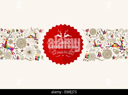Vintage natale renne biglietto di auguri Illustrazione Vettoriale