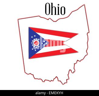 Ohio State Mappa e Flag Illustrazione Vettoriale