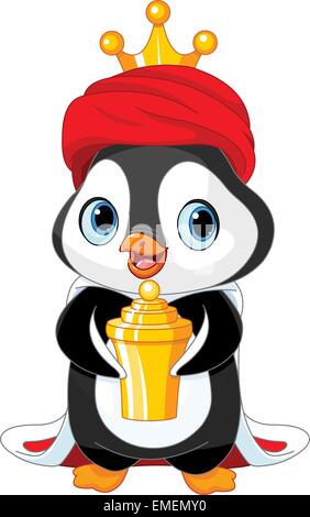Il pinguino come un re Magi biblica Illustrazione Vettoriale