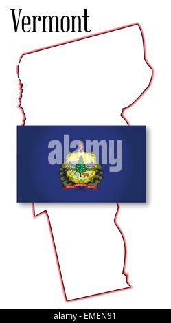 Stato del Vermont Mappa e Flag Illustrazione Vettoriale