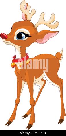 Carino il natale renne Rudolf Illustrazione Vettoriale