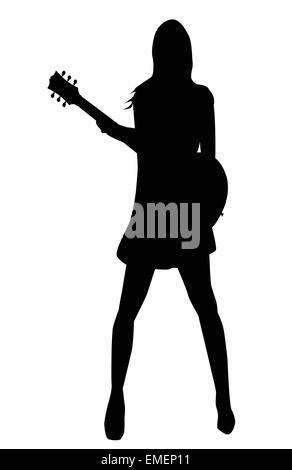 Ragazza musicista Silhouette Illustrazione Vettoriale