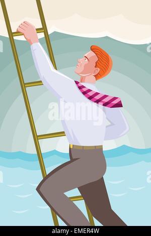 Imprenditore Officer lavoratore scaletta di arrampicata Illustrazione Vettoriale