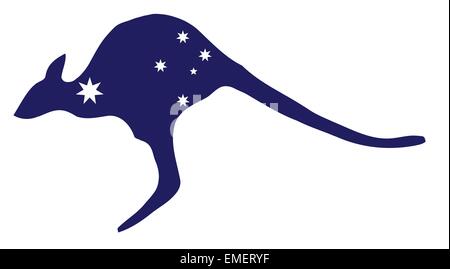 Canguro con bandiera Stelle Illustrazione Vettoriale