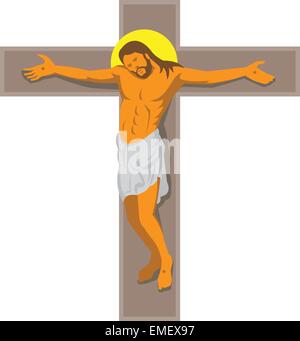 Gesù Cristo sulla croce retrò Illustrazione Vettoriale