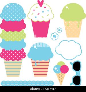 Collezione Design di estate colorata di gelati Illustrazione Vettoriale