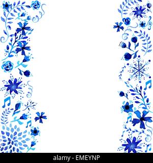 Acquerello floral background telaio Illustrazione Vettoriale