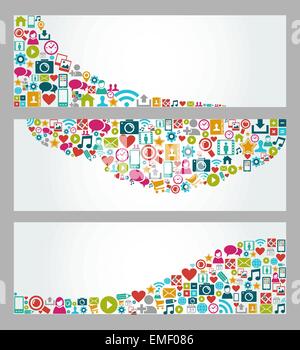 Social media icone banner web impostato Illustrazione Vettoriale